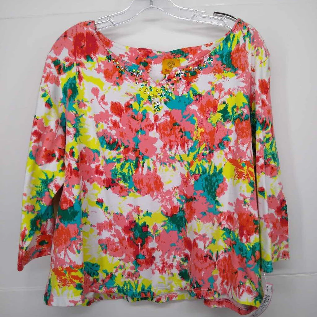 WHITE+,6P,FLORAL TOP - Image 3